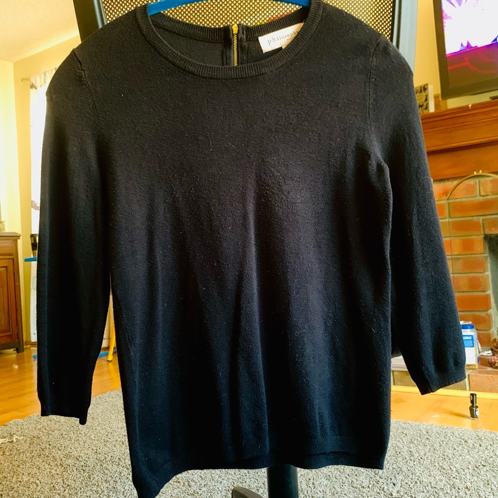Philosophy 3/4 Sleeve Sweater with Zipper sz S